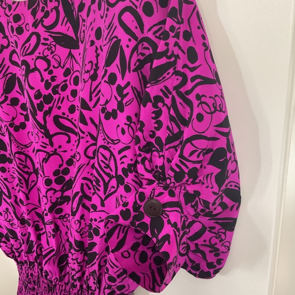 VTG Maggy London by Jeannene Booher Dress size 6 Purple with Black Floral Leaves - Picture 7 of 8